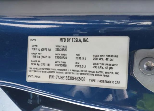 Photo 8 VIN: 5YJ3E1EBXKF522430 - TESLA MODEL 3 