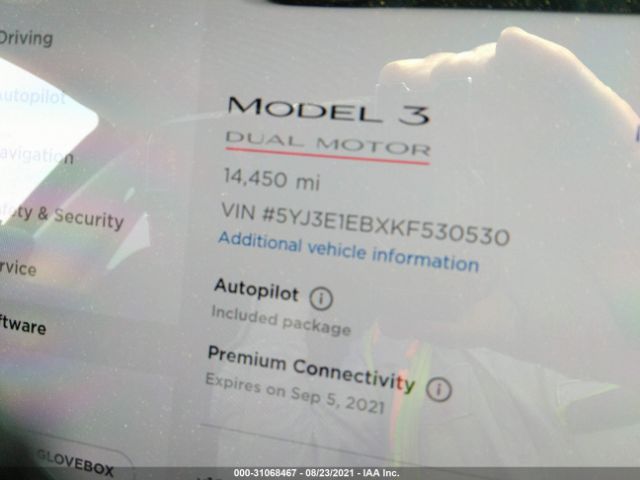 Photo 6 VIN: 5YJ3E1EBXKF530530 - TESLA MODEL 3 