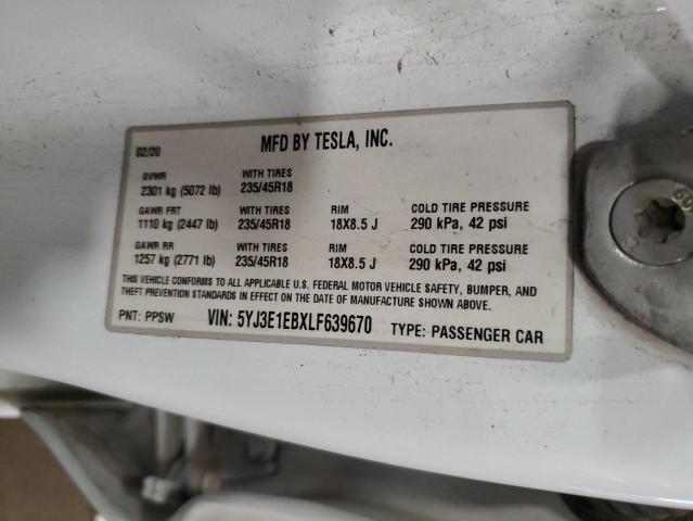 Photo 11 VIN: 5YJ3E1EBXLF639670 - TESLA MODEL 3 