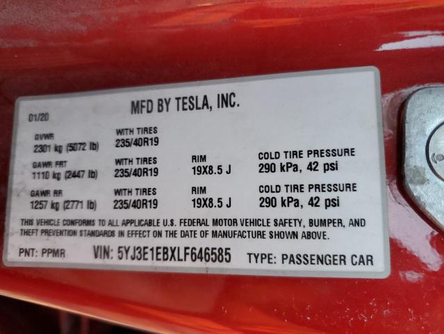 Photo 11 VIN: 5YJ3E1EBXLF646585 - TESLA MODEL 3 