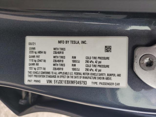 Photo 11 VIN: 5YJ3E1EBXMF049793 - TESLA MODEL 3 