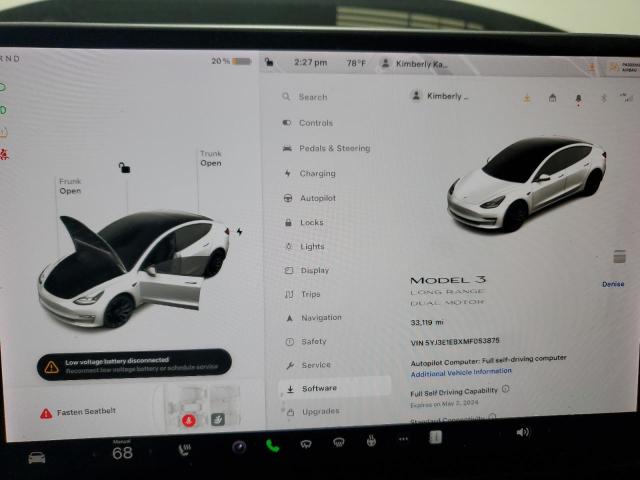 Photo 8 VIN: 5YJ3E1EBXMF053875 - TESLA MODEL 3 