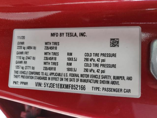 Photo 11 VIN: 5YJ3E1EBXMF852166 - TESLA MODEL 3 