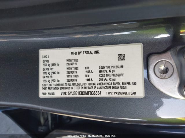 Photo 8 VIN: 5YJ3E1EBXMF936634 - TESLA MODEL 3 