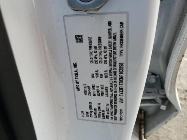 Photo 11 VIN: 5YJ3E1EBXNF163598 - TESLA MODEL 3 