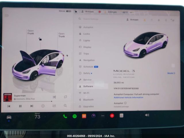 Photo 8 VIN: 5YJ3E1EBXNF182068 - TESLA MODEL 3 