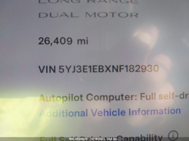 Photo 8 VIN: 5YJ3E1EBXNF182930 - TESLA MODEL 3 