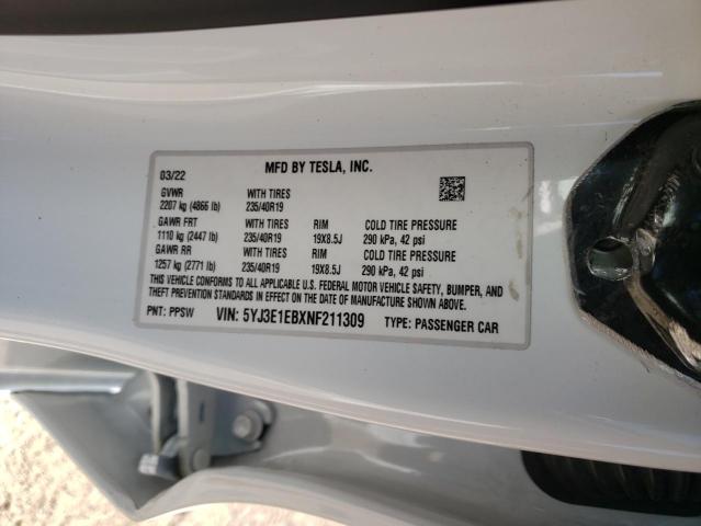 Photo 11 VIN: 5YJ3E1EBXNF211309 - TESLA MODEL 3 