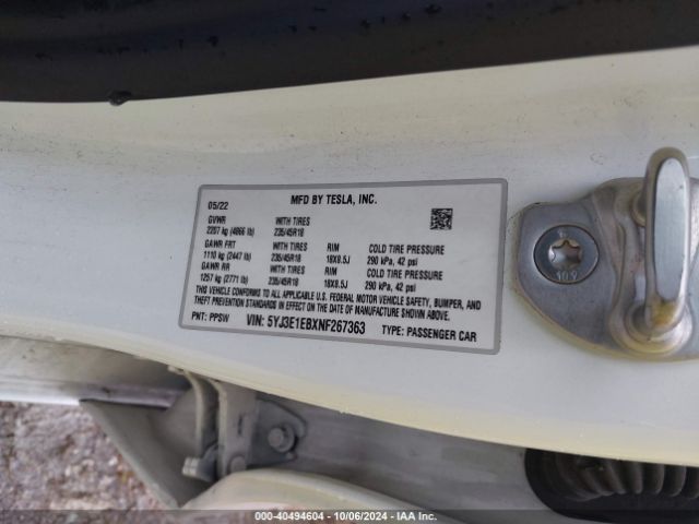 Photo 8 VIN: 5YJ3E1EBXNF267363 - TESLA MODEL 3 