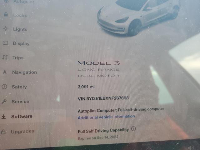 Photo 7 VIN: 5YJ3E1EBXNF267668 - TESLA MODEL 3 