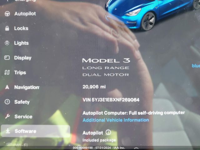 Photo 6 VIN: 5YJ3E1EBXNF269064 - TESLA MODEL 3 