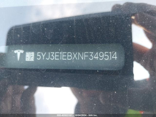 Photo 8 VIN: 5YJ3E1EBXNF349514 - TESLA MODEL 3 