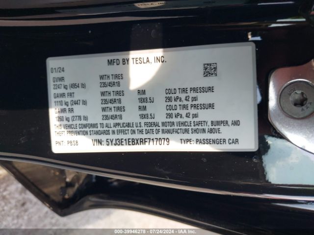 Photo 8 VIN: 5YJ3E1EBXRF717079 - TESLA MODEL 3 