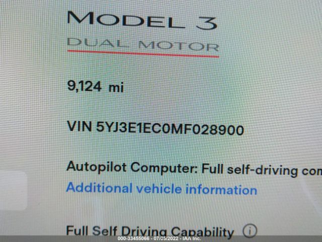 Photo 6 VIN: 5YJ3E1EC0MF028900 - TESLA MODEL 3 