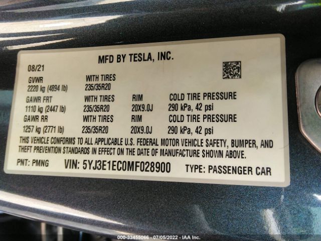 Photo 8 VIN: 5YJ3E1EC0MF028900 - TESLA MODEL 3 