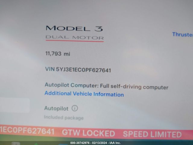 Photo 6 VIN: 5YJ3E1EC0PF627641 - TESLA MODEL 3 