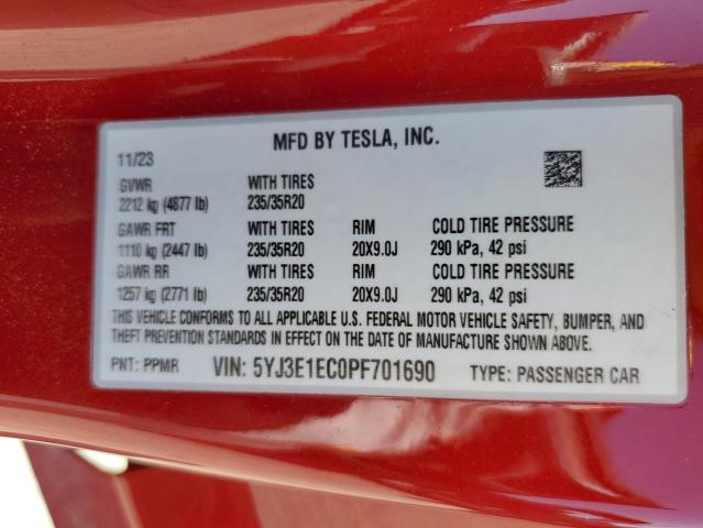 Photo 12 VIN: 5YJ3E1EC0PF701690 - TESLA MODEL 3 