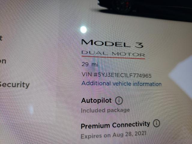 Photo 7 VIN: 5YJ3E1EC1LF774965 - TESLA MODEL 3 