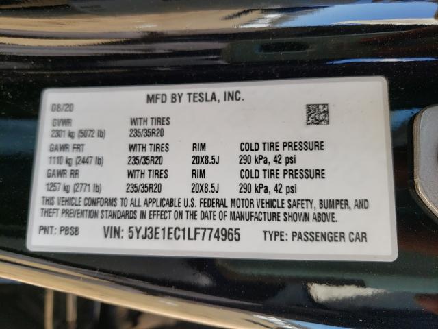 Photo 9 VIN: 5YJ3E1EC1LF774965 - TESLA MODEL 3 