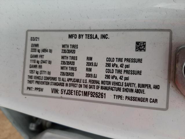 Photo 11 VIN: 5YJ3E1EC1MF926261 - TESLA MODEL 3 