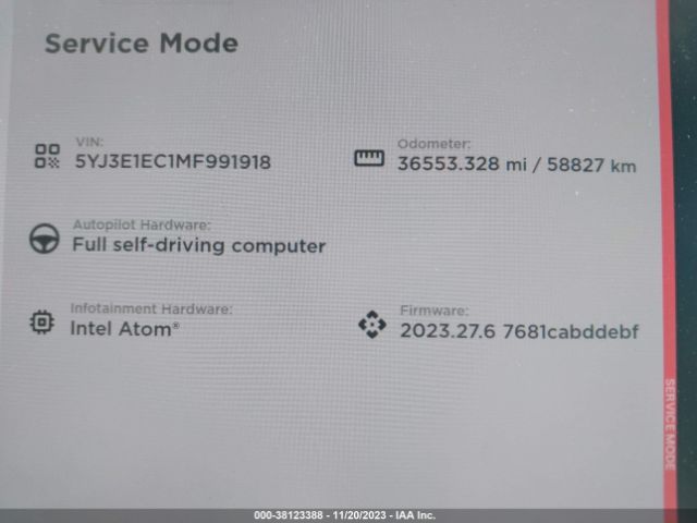 Photo 6 VIN: 5YJ3E1EC1MF991918 - TESLA MODEL 3 