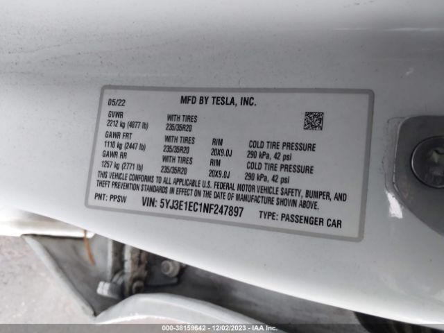 Photo 8 VIN: 5YJ3E1EC1NF247897 - TESLA MODEL 3 