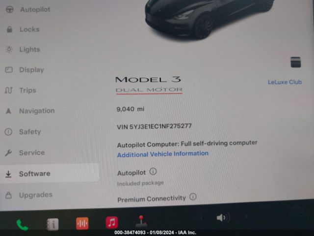 Photo 6 VIN: 5YJ3E1EC1NF275277 - TESLA MODEL 3 