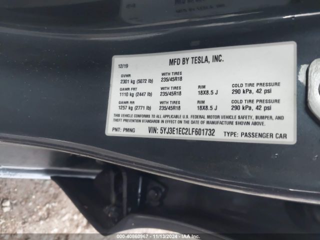 Photo 8 VIN: 5YJ3E1EC2LF601732 - TESLA MODEL 3 