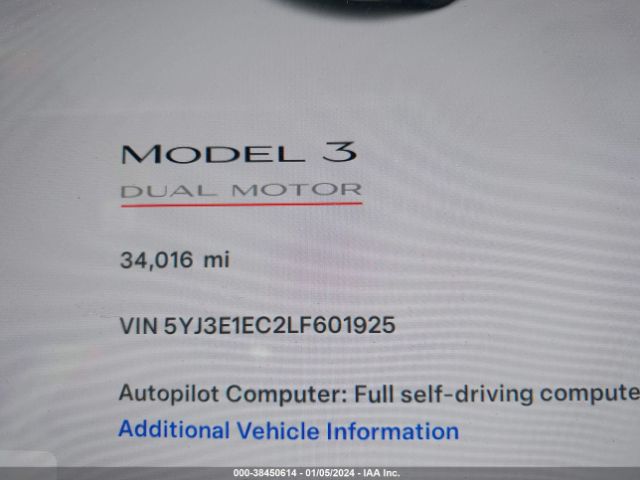 Photo 6 VIN: 5YJ3E1EC2LF601925 - TESLA MODEL 3 