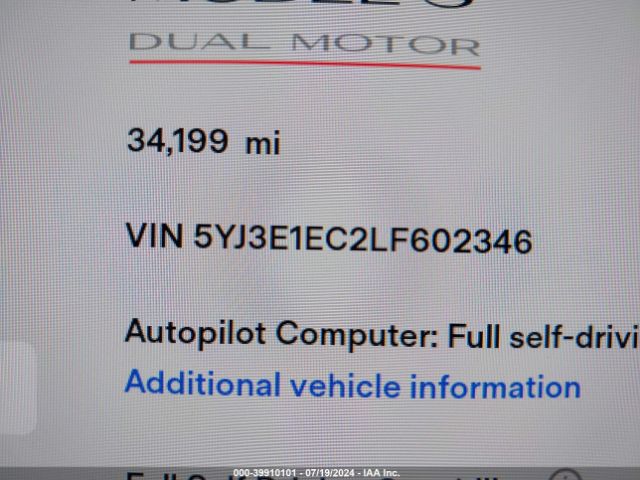 Photo 8 VIN: 5YJ3E1EC2LF602346 - TESLA MODEL 3 