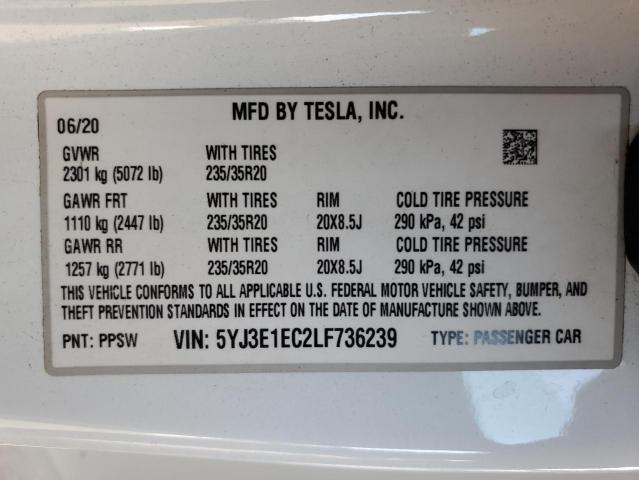 Photo 11 VIN: 5YJ3E1EC2LF736239 - TESLA MODEL 3 