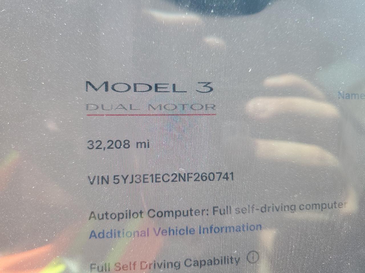 Photo 8 VIN: 5YJ3E1EC2NF260741 - TESLA MODEL 3 