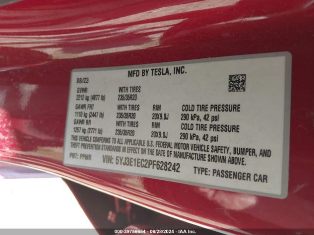 Photo 8 VIN: 5YJ3E1EC2PF628242 - TESLA MODEL 3 