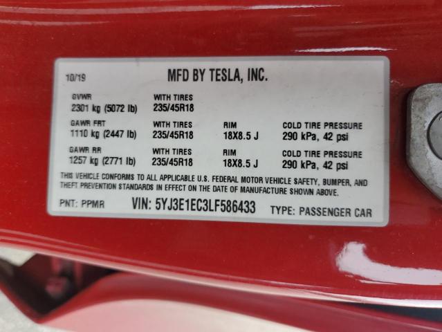 Photo 11 VIN: 5YJ3E1EC3LF586433 - TESLA MODEL 3 