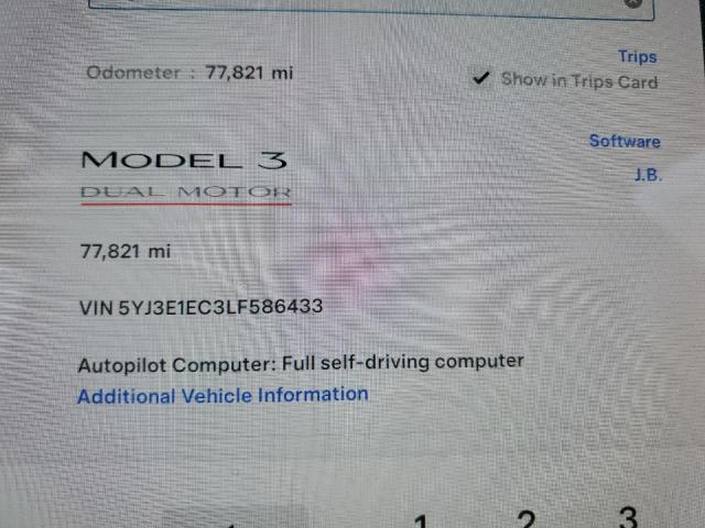 Photo 8 VIN: 5YJ3E1EC3LF586433 - TESLA MODEL 3 