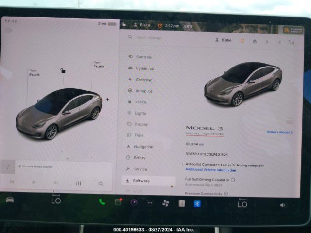 Photo 6 VIN: 5YJ3E1EC3LF601626 - TESLA MODEL 3 