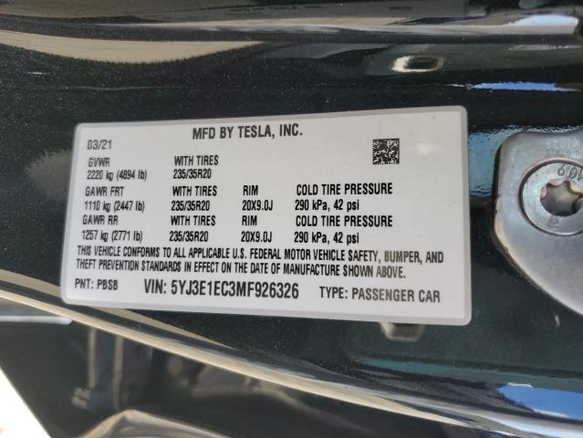 Photo 12 VIN: 5YJ3E1EC3MF926326 - TESLA MODEL 3 