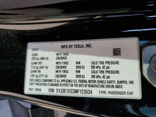 Photo 9 VIN: 5YJ3E1EC3NF123534 - TESLA MODEL 3 