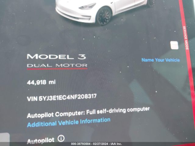 Photo 6 VIN: 5YJ3E1EC4NF208317 - TESLA MODEL 3 