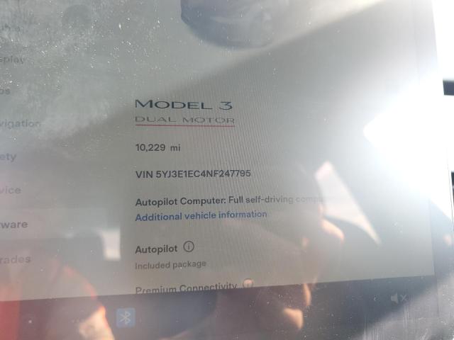 Photo 8 VIN: 5YJ3E1EC4NF247795 - TESLA MODEL 3 