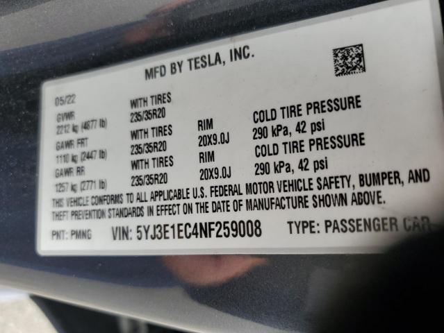 Photo 11 VIN: 5YJ3E1EC4NF259008 - TESLA MODEL 3 