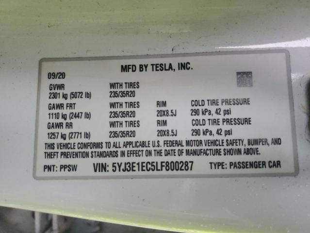 Photo 11 VIN: 5YJ3E1EC5LF800287 - TESLA MODEL 3 