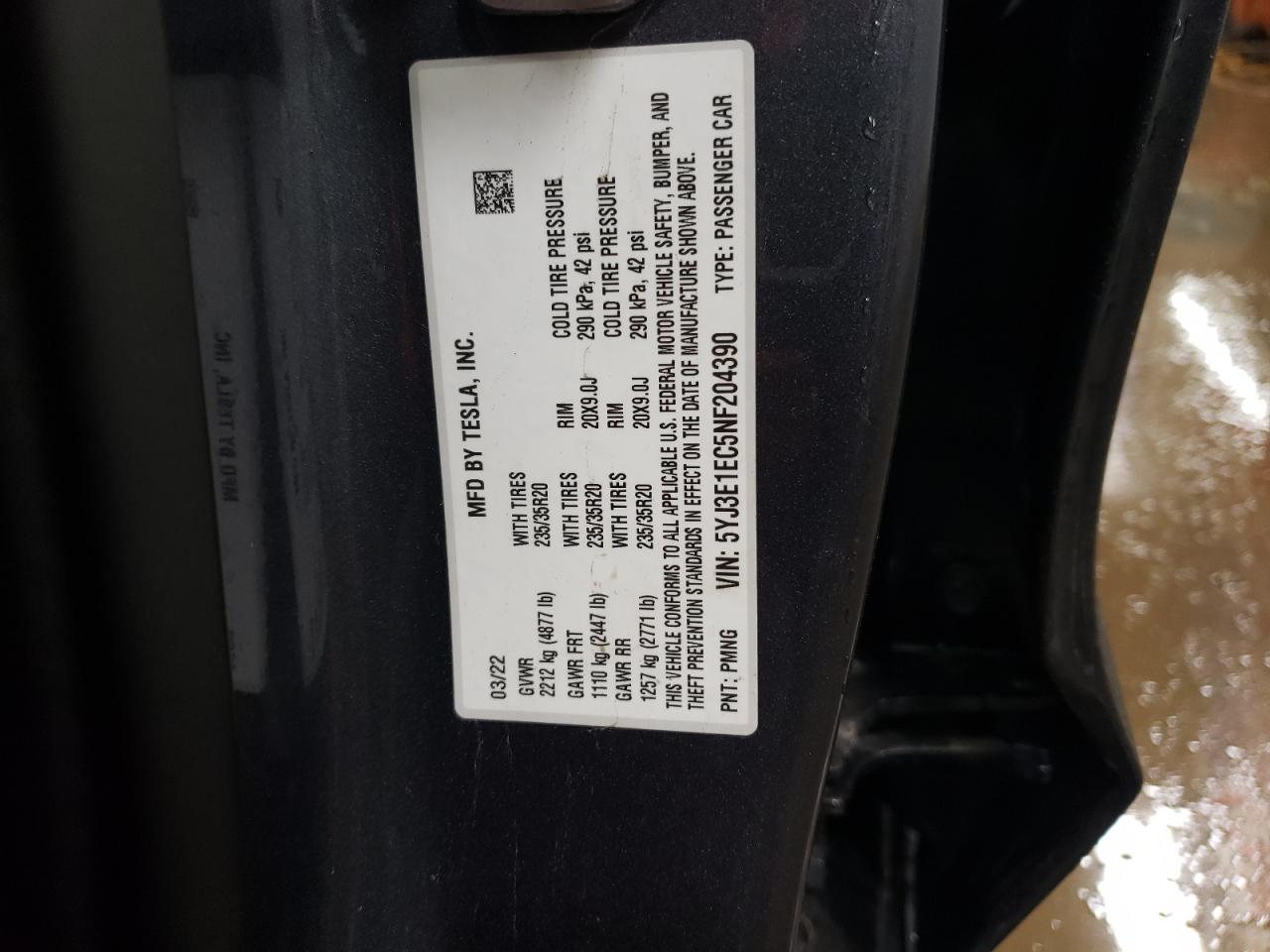 Photo 12 VIN: 5YJ3E1EC5NF204390 - TESLA MODEL 3 