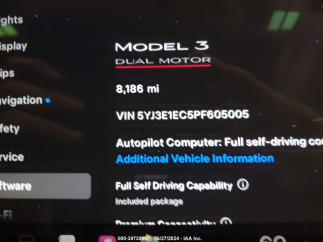 Photo 6 VIN: 5YJ3E1EC5PF605005 - TESLA MODEL 3 