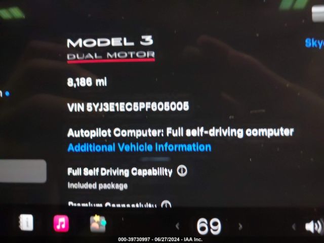 Photo 8 VIN: 5YJ3E1EC5PF605005 - TESLA MODEL 3 