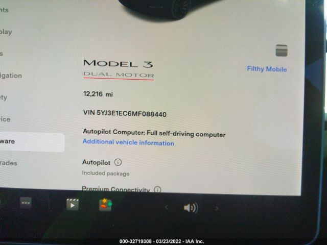 Photo 6 VIN: 5YJ3E1EC6MF088440 - TESLA MODEL 3 