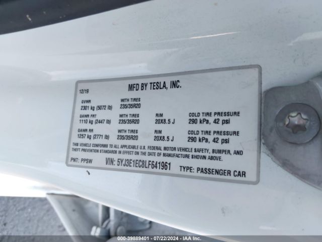 Photo 8 VIN: 5YJ3E1EC8LF641961 - TESLA MODEL 3 