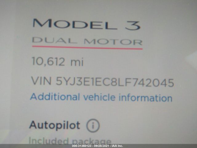 Photo 6 VIN: 5YJ3E1EC8LF742045 - TESLA MODEL 3 