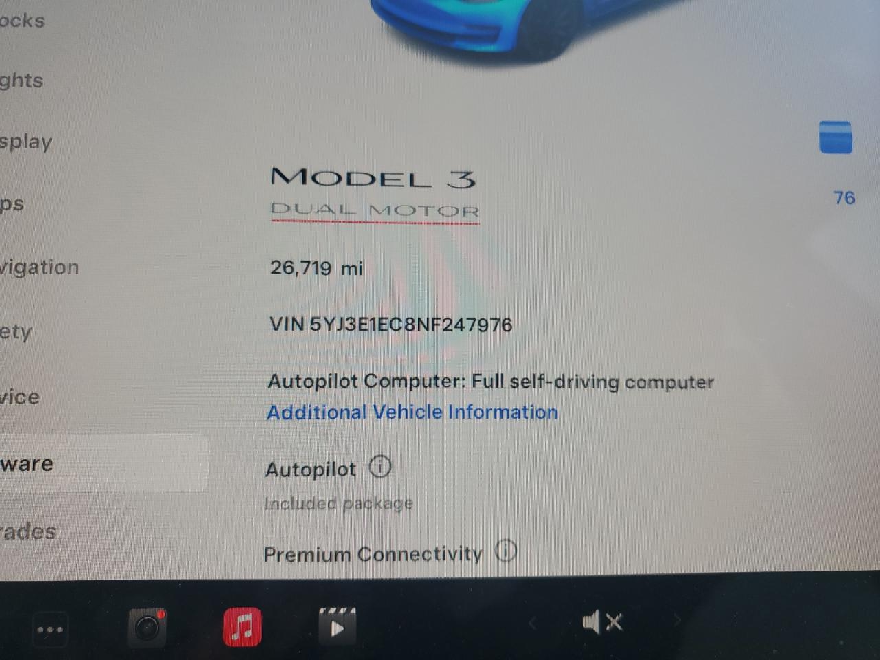 Photo 8 VIN: 5YJ3E1EC8NF247976 - TESLA MODEL 3 