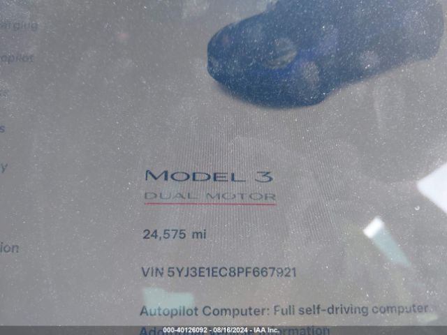 Photo 6 VIN: 5YJ3E1EC8PF667921 - TESLA MODEL 3 